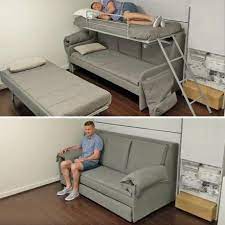 this transforming bunk bed sleeps 3 and