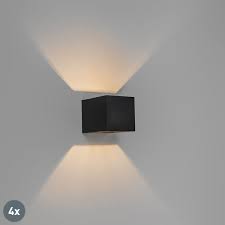 set of 4 modern wall lamps black