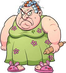 Image result for clipart of fat angry old woman with pink hair