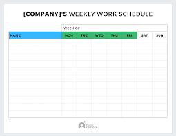 weekly work schedule template library