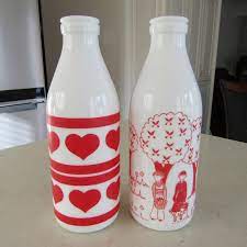2 Vintage Milk Glass Bottles Canada