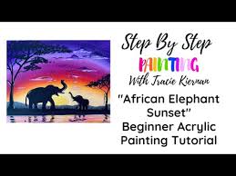 Elephant Sunset Acrylic Painting