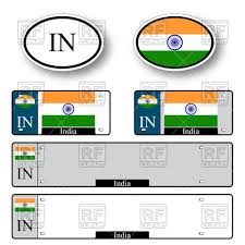 Template Of Car Plate Number With Flag Of India And Oval Country Car