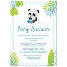 Tropical Panda Boy Baby Shower Invitation Blue And Green