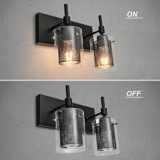 Edislive Lenox 11 4 In 2 Light Vanity Light Fixture With Clear Glass And Metal Mesh Black Bathroom Wall Sconces