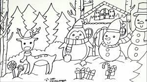 Belajar gambar mewarnai kartun natal sekolah dasar. Cara Menggambar Dan Mewarnai Tema Suasana Natal Boneka Salju Snowman Dan Rusa Natal Part 1 Youtube