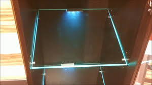 Led Lights Edge Lit Glass Cabinet Shelf Backlighting How To Install Blau Schrank Regal