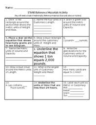 4th Grade Staar Reference Materials Activity