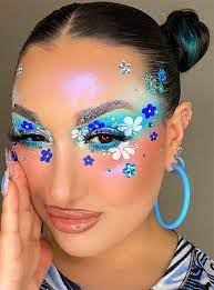 blue hibiscus flower makeup