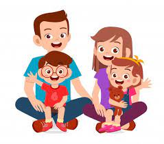 Happy Cute Family Mom Dad Son Daughter Together | Family cartoon, Happy  kids, Art drawings for kids