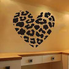 leopard print heart wall decal