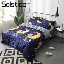 Auf diese produkte erhalten sie von uns 5 jahre garantie! Solstice Home Textil Dunkelblau Mond Luna Eule Stern Bettbezug Bett Blatt Kissenbezug Junge Kind Teenager Madchen Bettwasche Set Twin Voll Bedding Sets Aliexpress