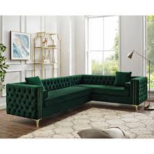 tufted sectional sofa green konga