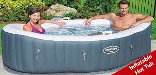 inflatable hot tub in basement