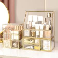 makeup organizer luxury gold metal