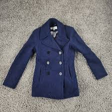 Blue Pea Coat Wool Blend Navy R10