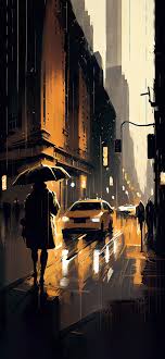 rain in the city art wallpapers city