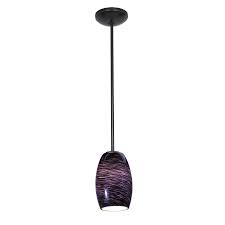 Shop Access Lighting Chianti Bronze Integrated Led Rod Pendant Purple Swirl Shade Overstock 12018976
