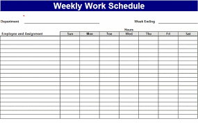 Weekly Work Schedule Schedules Templates