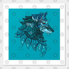 bohemian wolf profile boho posters