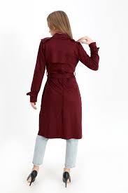 Belted Suede Long Jacket Trench Coat
