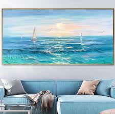 Large Seascape Paintings Abstract Blue