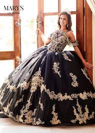 We have proudly been selling authentic quince dresses online for over 10 years, and we have a large variety of full quinceañera ball gowns and quinceañera dresses for 2021. Lareina Quinceanera Dresses Style Mq2099 In Black Gold Burgundy Gold Or Royal Gold Color
