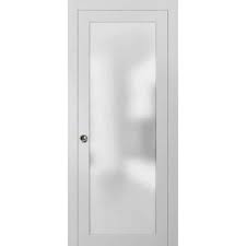 White Finished Solid Wood Sliding Door