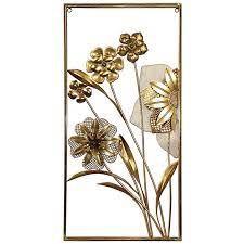 Electric Gold Flowers Metal Wall Art