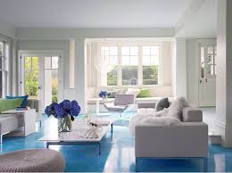 design idea white walls blue floor