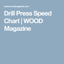 Drill Press Speed Chart Wood Magazine Charts Drill
