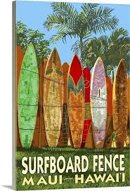 Maui Hawaii Surfboard Fence Retro