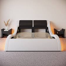 wave like led bed frame queen size