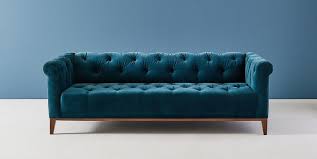 duval blue velvet tufted sofa