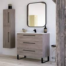 Wide selection of bathroom vanities in modern or traditional styles in variety of colors and finishes including single and double vanity options, in various range of sizes are available at home design outlet center. Modern Bathroom Vanity Cabinet Set Dakota Chicago Grey Oak Wood Black Handles 32 X 33 X 18 In Cabinet Ceramic Sink On Sale Overstock 30405851