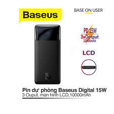 Pin dự phòng PD15W Baseus Bipow Digital Display màn hình LCD dung lượng  10000mAh - Pin sạc dự phòng di động