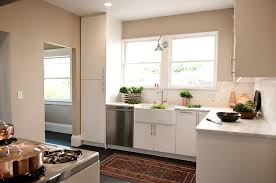 beige kitchen with copper accents