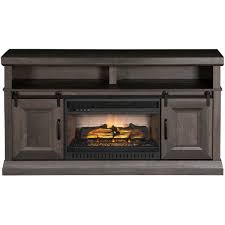 Gray Barn Door Fireplace Tv Console By