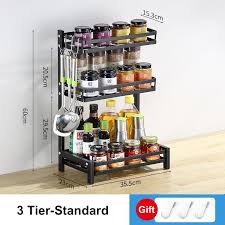 Add some charm to your kitchen cabinets or countertop with this melitta vintage countertop kitchen divider. 2 3 Tier Spice Rack Kitchen Countertop Storage Organizer Stainless Steel Corner Shelf Holder With Hooks For Seasoning Spice Jars Bottle Knife Utensils Buy At A Low Prices On Joom E Commerce Platform
