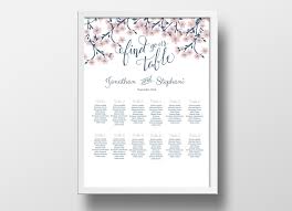 Wedding Seating Chart Poster Diy Editable Powerpoint Template Range Cherry Blossom Navy Blue And Pink