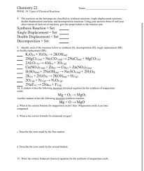 Matter chemical substance classisification from classification of matter worksheet with answers , source 36 best classifying matter 5th grade workshop images on pinterest from classification of matter. Solved Chemistry 22 Name Pogil 10 Types Of Chemical Rea Chegg Com