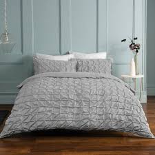 light grey rouched pleat duvet bedding