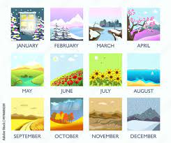 four seasons month nature landscape