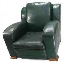 Mcm leathercraft easeback recliner skirted leather lounge club armchair chair. Club Chair In Green Leather Art Deco Period 1940 Design Seats