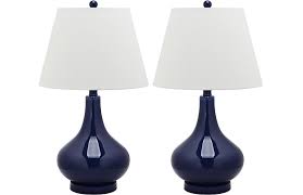 Bronze floor and table lamp set with faux silk shade. Samuels Table Lamp Set Navy Blue One Kings Lane