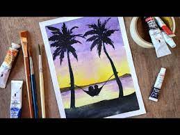 How To Paint A Sunset With Palm Trees