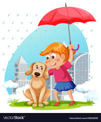 rainy season with cartoon character