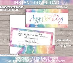 birthday tie dye gift voucher template