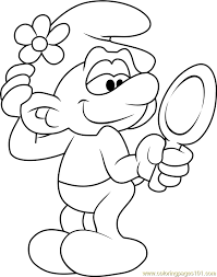 Smurfs with flowers printable coloring page. Vanity Smurf Coloring Page Coloring Pages Super Mario Coloring Pages Cartoon Coloring Pages