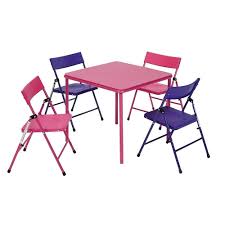 Easy to clean and fun to use, your kids will love this addition to your home! Cosco 5 Piece Kids Folding Table Chair Set Pink Purple Staples Ca